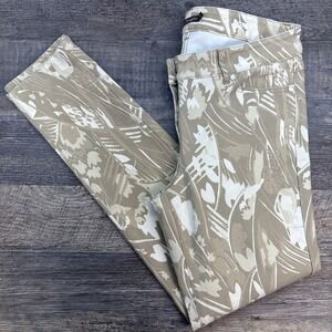 J. McLaughlin Women's 6 Lexi Jeans‎ Ankle Mid Rise Beige Tan Floral Print